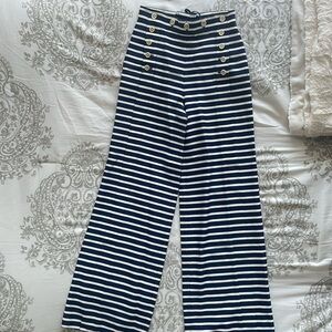 Navy and white wide leg J. crew pants